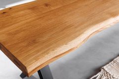Massivholz Sitzbank WILD OAK 160cm Eiche Baumkante X-Gestell Industrial