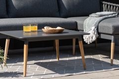 Outdoor Beistelltisch IPANEMA 80cm anthrazit Aluminium Teakholz wetterfest Gartentisch