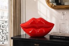 Extravagante Deko-Vase LIP 40cm rot handmade Hochglanz