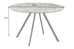 Runder Esstisch ATELIER 120cm grau Beton-Design schwarz Metall