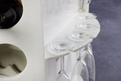 Design Weinfass BODEGA WHITE 70cm weiß gold Pinie Flaschen Gläseraufhängung