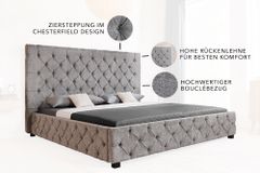 Design Boxbett PARIS 180x200 cm grau Bouclé Chesterfield