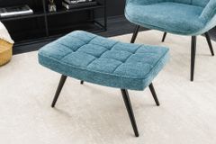 Moderner Hocker SCANDINAVIA blau Strukturstoff Metallbeine Fußhocker