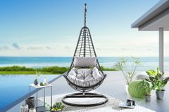 In- und Outdoor Hängesessel LOFT WIDE grau schwarz Hängestuhl inkl. Kissen wetterfest