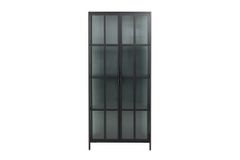 Industrial Vitrine DURA STEEL 180cm schwarz Metall Riffelglas Highboard