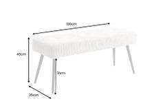 Design Sitzbank BOUTIQUE 100cm beige Cord schwarze Metallbeine Polsterbank