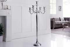 Kerzenständer MODERN BAROCK 120cm silber 5-armig Lüster Aluminium poliert Kerzenhalter