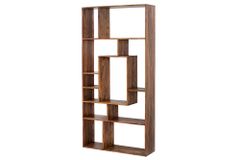 Massives Bücherregal CUBUS 180cm braun Sheesham stone finish einzigartige Maserung