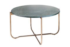 Runder Couchtisch NOBLE 65cm grün Marmor abnehmbare Tischplatte klappbar gold Metall