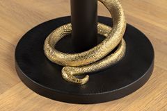 Runder Beistelltisch WILDLIFE SNAKE 55cm weiß Marmor gold schwarz Schlange Skulptur