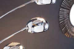 Design Bogenlampe FIVE LIGHTS 205cm chrom Stehlampe mit schwarzem Marmorfuß