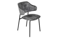 Design Stuhl VOGUE grau Samt schwarze Metallbeine