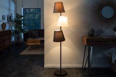 Design Stehlampe LEVELS 163cm schwarz grau mit 3 Leinenschirmen