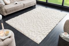 3D Hochflor Teppich DUNE 230x160cm beige Hoch-Tief-Effekt