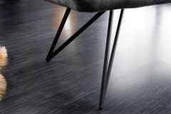 Design Sitzbank EUPHORIA 160cm dunkelgrau Samt Retrostil Ziersteppung Hairpin Legs Metallbeine Armlehnen