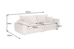 Stilvolles Big Sofa SOHO 260cm beige Chenille 4-Sitzer Couch mit Wellenunterfederung