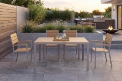Moderner Gartentisch DESIGNO 150cm natur greige Aluminium wetterfest Outdoor