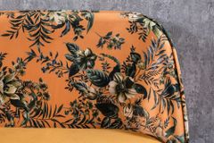 Design Bank PRÊT-À-PORTER gelb Samt florales Muster und goldene Fußkappen