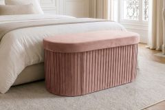 Faltbare Polsterbank ÉLAN 80cm rosa Samt Sitzbank mit Stauraum