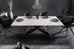 Ausziehbarer Esstisch PROMETHEUS 180-220-260cm weiß Marmor Keramik made in Italy