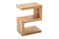 Handgearbeiteter Beistelltisch S 60cm Mango Massivholz mit Ablage variabel stellbar