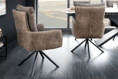Drehbarer Stuhl BIG GEORGE taupe Microfaser Webstoff Taschenfederkern Metall schwarz