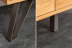 Massivholz Sideboard LIVING EDGE 160cm Wildeiche Metall schwarz Baumkante mit Schubladen