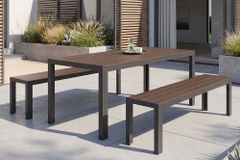 Moderner Gartentisch DESIGNO 205cm dunkelbraun schwarz Aluminium wetterfest