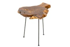 Einzigartiger Beistelltisch WILD 40cm Teakholz Baumscheibe Couchtisch