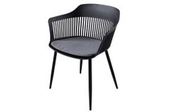 Design Stuhl AIRE schwarz Kunststoff Stahlgestell Indoor Outdoor inkl. Kissen