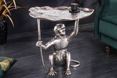 Design Beistelltisch WILDLIFE MONKEY 60cm silber Metall handmade