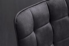 Design Stuhl ROADSTAR grau Samt schwarze Metallbeine