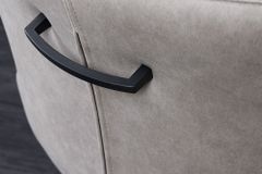 Drehbarer Design Stuhl ALPINE grau hellgrau Armlehnen schwarze Metallbeine