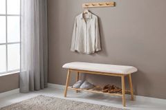 Stilvolle Schuhbank ZEN-BO 90cm natur beige Bambus Regal Sitzbank mit Stauraum