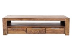 Massives TV-Board MAKASSAR 170cm braun Sheesham stone finish Lowboard drei Schubladen