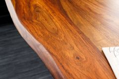 Höhenverstellbarer Schreibtisch MAMMUT 160cm natur Sheesham Massivholz Baumkante