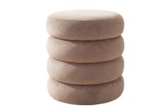 Runder Polsterhocker VOGUE 40cm champagner greige Samt mit Stauraum