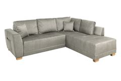 Modernes Ecksofa NORWAY 250cm taupe Vogue Velours Samt Schlafsofa mit Stauraum
