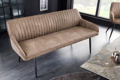 Design Sitzbank TURIN 160cm taupe schwarz Metallbeine mit Armlehne