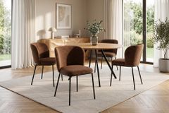 Design Stuhl LYON braun Chenille schwarze Metallbeine