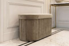 Faltbare Polsterbank ÉLAN 80cm champagner greige Samt Sitzbank mit Stauraum