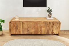 Massives TV-Board ART DECO 170cm cream finish beige Mangoholz abgerundet
