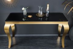 Eleganter Konsolentisch MODERN BAROCK 145cm schwarz gold Opalglas Edelstahlbeine