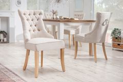 Eleganter Stuhl CASTLE beige Leinenstoff Landhausstil mit Komfortgriff