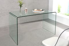 Extravaganter Glas Schreibtisch FANTOME 120cm transparent Esstisch Ganzglastisch