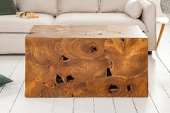 Massiver Couchtisch SQUARE 90cm Teakholz Würfel Handarbeit