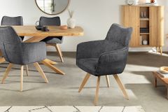 Drehbarer Stuhl ASGARD grau Chenille Cremona mit Taschenfederkern und Armlehne