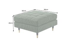 Design Hocker COZY VELVET 80cm grün Cord schwarz mit goldener Metallkappe