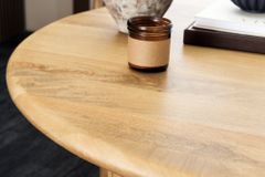 Runder Esstisch ARTE 120cm kaschmir beige finish Mangoholz massiv mit markantem Gestell