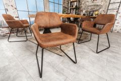 Design Stuhl MUSTANG antik braun Microfaser mit Armlehne